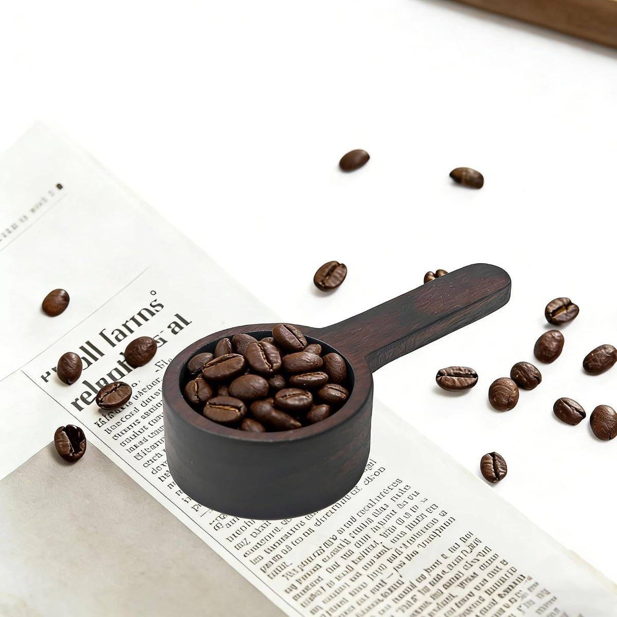 Walnut Wooden Coffee Scoop, 2Pcs Mini Measuring Spoons for Coffee, Tea, Sugar, Milk Powder, Spices, Solid Wood Tablespoon for Jars, Canisters, Kitchen Accessories, Easy to Clean