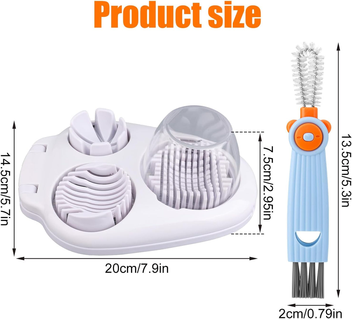 3-in-1 Egg Slicer with Cleaning Brush, 3 Slice Modes Egg Cutter Stainless Steel Dicer Multipurpose Kitchen Chopper Utensil for Hard Boiled Eggs Strawberry Tomato Butter Mushroom