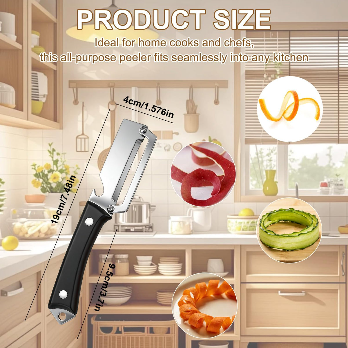 2PCS Premium Vegetable Peeler with Wooden Handle and Bottle Opener,Multifunctional 2-in-1 Stainless Steel Kitchen Tool for Potato Fruit Pineapple Pumpkin Papaya Carrot Vegetable Peeler(Mix)