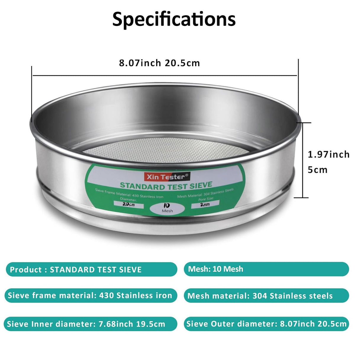 10 mesh Standard Mesh Lab Sieves Laboratory Sample Test Analysis Sieve