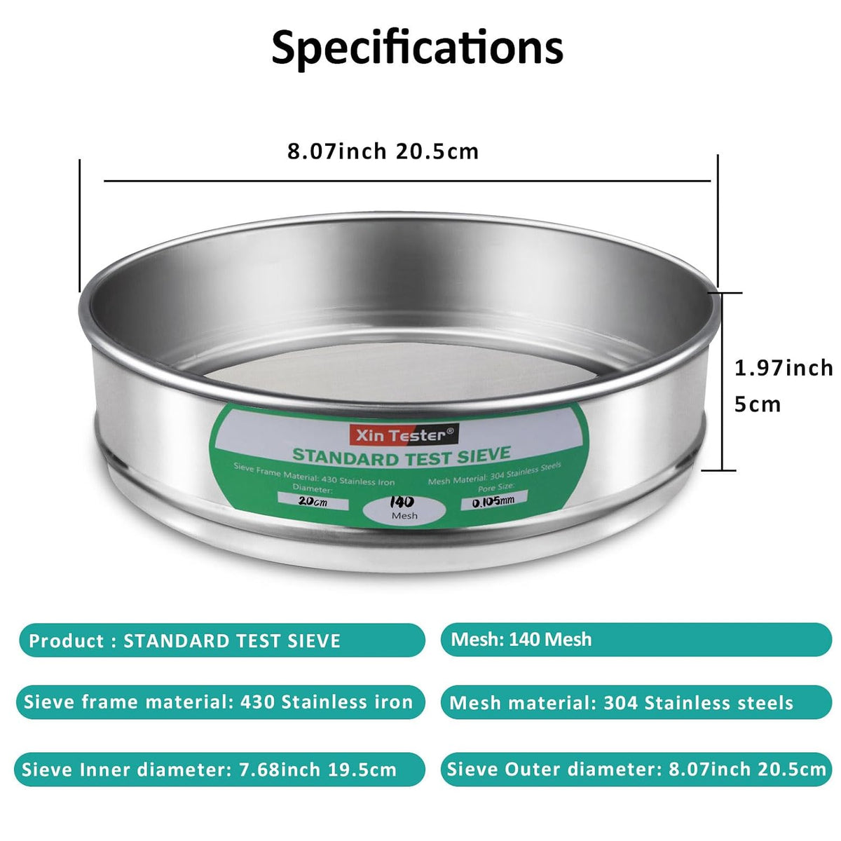 10 mesh Standard Mesh Lab Sieves Laboratory Sample Test Analysis Sieve