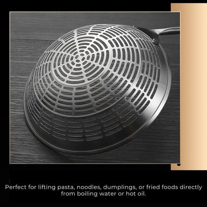 5.4" Stainless Steel Spider Strainer Skimmer – Long-Handle Slotted Spoon for Cooking, Frying, Pasta, Noodles, and Spaghetti