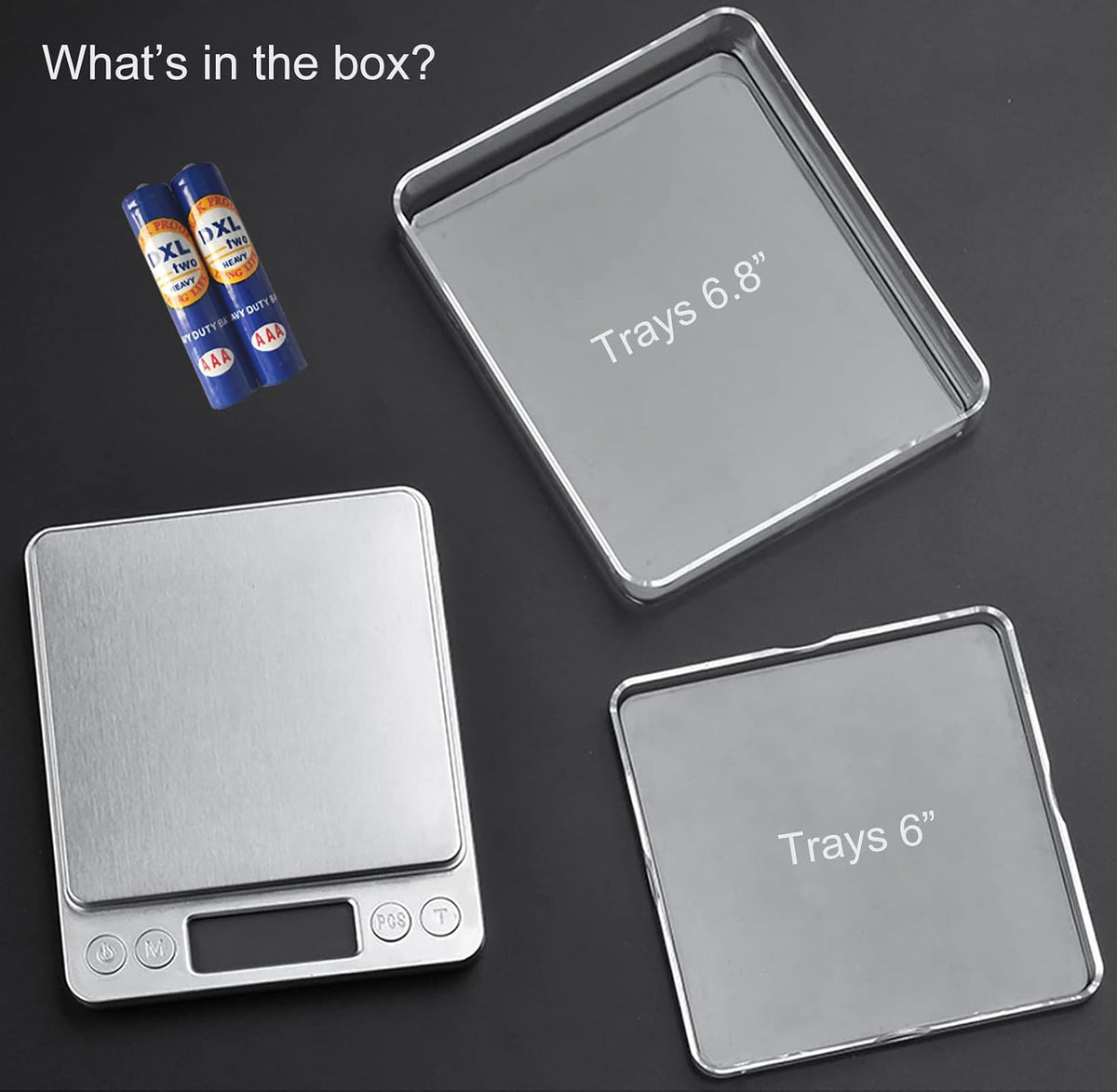 Food Scale Digital Weight Grams and Ounces, 0.001oz/0.01g 500g Kitchen Scale for Food with Backlight LCD Display, Tare, 9 Units, Auto Off, 2 Trays, Batteries Included - Stainless Steel