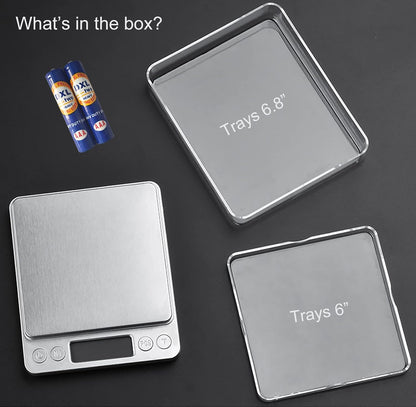 Food Scale Digital Weight Grams and Ounces, 0.001oz/0.01g 500g Kitchen Scale for Food with Backlight LCD Display, Tare, 9 Units, Auto Off, 2 Trays, Batteries Included - Stainless Steel