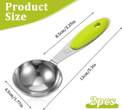 2Pcs 1 Tbsp (3tsp, 15ml, 1/2oz) Measuring Spoons, Stainless Steel Tablespoon Measure Scoop with Black Silicone Grip Measuring Scoop Dishwasher Safe for Coffee Pet Food Grains Protein Spices Dry Goods