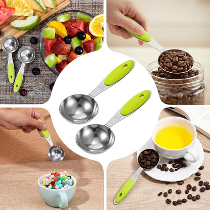 2Pcs 1 Tbsp (3tsp, 15ml, 1/2oz) Measuring Spoons, Stainless Steel Tablespoon Measure Scoop with Black Silicone Grip Measuring Scoop Dishwasher Safe for Coffee Pet Food Grains Protein Spices Dry Goods