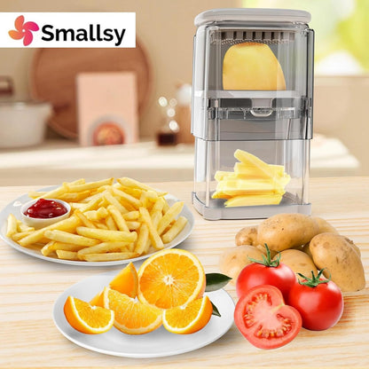 4-in-1 French Fry Cutter, Vegetable Chopper, Manual Potato Cutter for Fries, Food Dicer Chop Box, Onion Cutter Apple Slicer with 4 Stainless Steel Blades, ABS Plastic Material for Kitchen