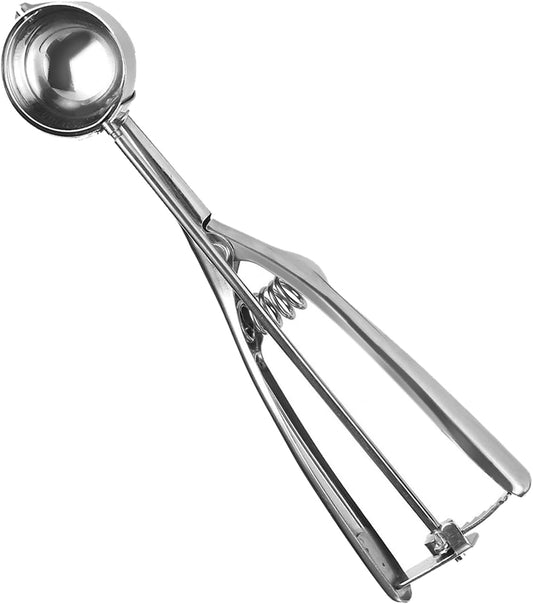 Gold Ice Cream Scoop 304 Stainless Steel Cookie Scoops for Baking Melon Baller with Trigger 3 Sizes (Silver, S)