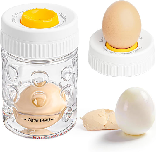 2-in-1 Egg Peeler & Piercer Tool for Hard-Boiled Eggs – Built-in Hole Puncher & Quick Shake Egg Shell Remover for Cooking, Salads, Deviled Eggs, Breakfast Prep