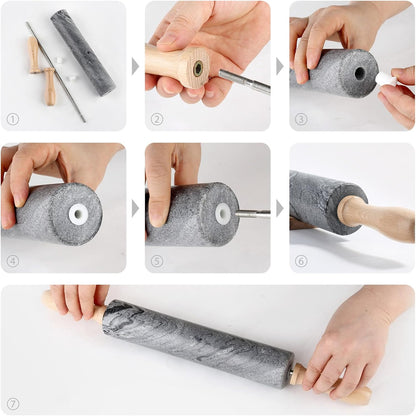 Marble Rolling Pin, Non-Stick Stone Dough Roller, Rolling Pin for Baking,Pasta, Dumpling, Ravioli, Fondant,Pie Crust, Kitchen Baking Pastry Tools