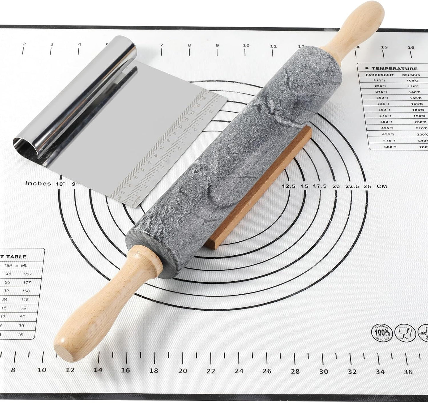 Marble Rolling Pin, Non-Stick Stone Dough Roller, Rolling Pin for Baking,Pasta, Dumpling, Ravioli, Fondant,Pie Crust, Kitchen Baking Pastry Tools