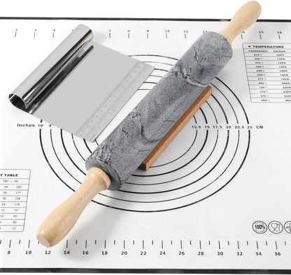 Marble Rolling Pin, Non-Stick Stone Dough Roller, Rolling Pin for Baking,Pasta, Dumpling, Ravioli, Fondant,Pie Crust, Kitchen Baking Pastry Tools