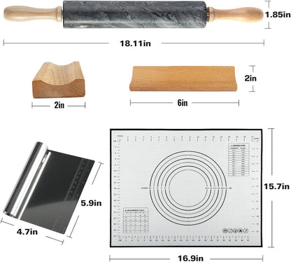 Marble Rolling Pin, Non-Stick Stone Dough Roller, Rolling Pin for Baking,Pasta, Dumpling, Ravioli, Fondant,Pie Crust, Kitchen Baking Pastry Tools