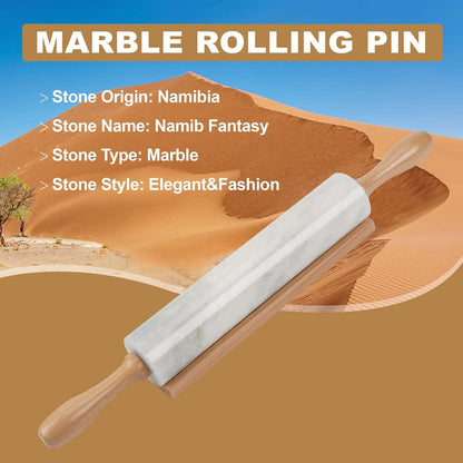 Marble Rolling Pin, Non-Stick Stone Dough Roller, Rolling Pin for Baking,Pasta, Dumpling, Ravioli, Fondant,Pie Crust, Kitchen Baking Pastry Tools