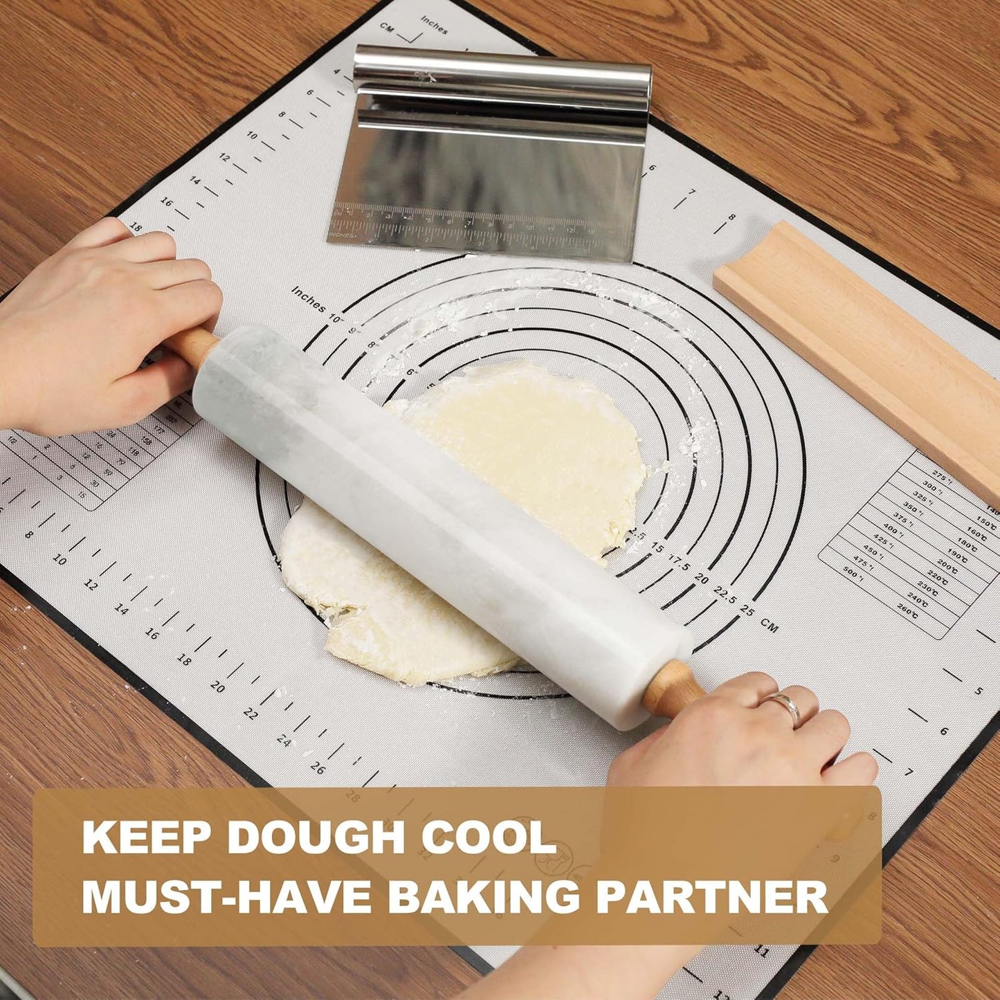 Marble Rolling Pin, Non-Stick Stone Dough Roller, Rolling Pin for Baking,Pasta, Dumpling, Ravioli, Fondant,Pie Crust, Kitchen Baking Pastry Tools