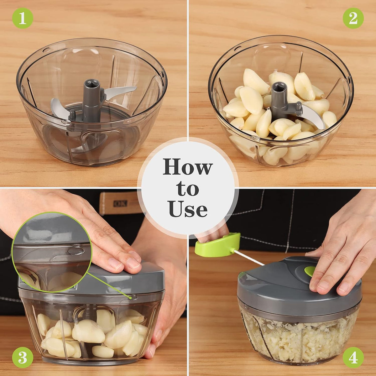 Manual Food Chopper Vegetable Cutter, Hand String Vegetable Chopper Onions Cutter for Vegetable Fruits Nuts BPA Free Food Safe Material, 900ml Grey
