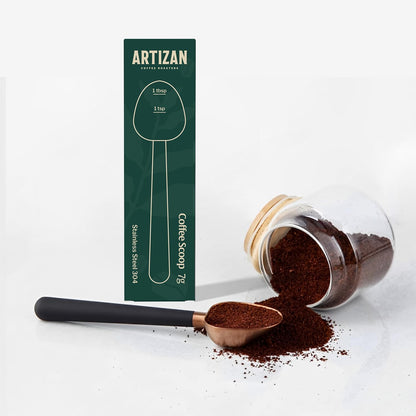 Artizan Coffee 1 Tbsp Coffee Measuring Scoop, Rose Gold Stainless Steel Copper Scoop for Ground Coffee, Beans, Tea & More - 7g, 17 cm Long Handle