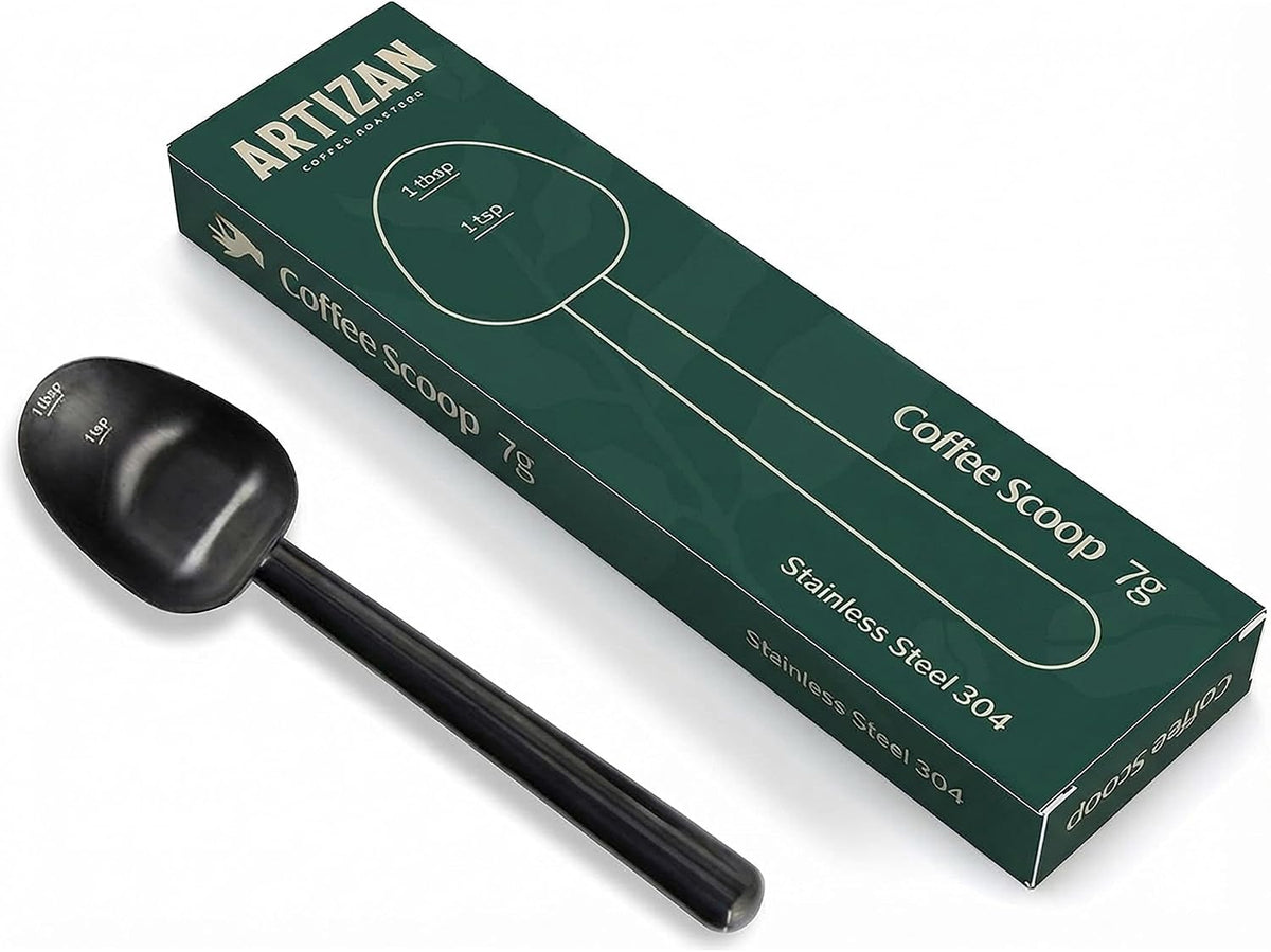 Artizan Coffee 1 Tbsp Coffee Measuring Scoop, Rose Gold Stainless Steel Copper Scoop for Ground Coffee, Beans, Tea & More - 7g, 17 cm Long Handle