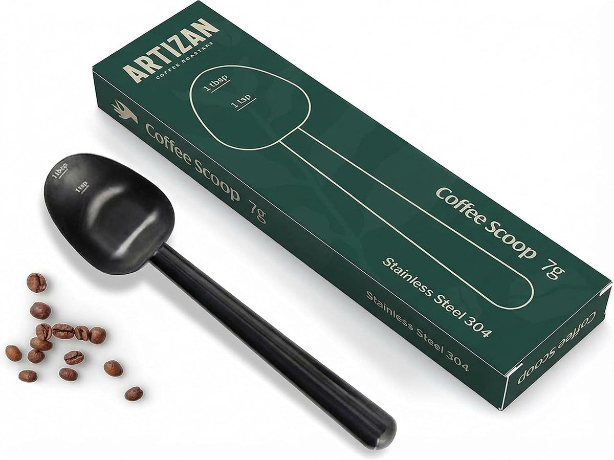 Artizan Coffee 1 Tbsp Coffee Measuring Scoop, Rose Gold Stainless Steel Copper Scoop for Ground Coffee, Beans, Tea & More - 7g, 17 cm Long Handle