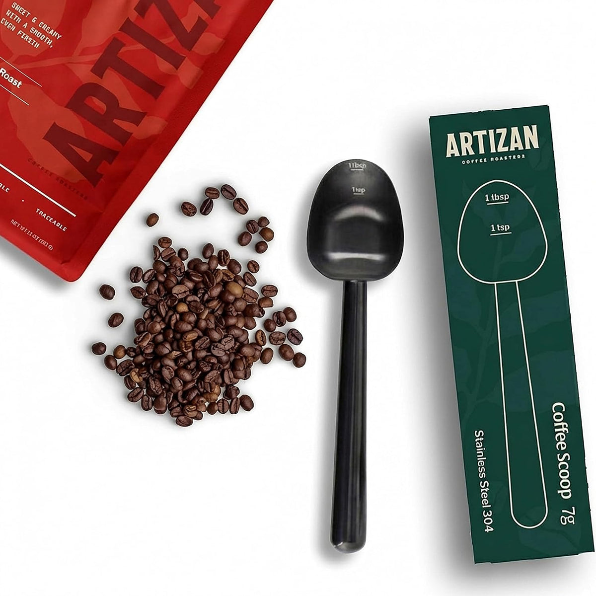 Artizan Coffee 1 Tbsp Coffee Measuring Scoop, Rose Gold Stainless Steel Copper Scoop for Ground Coffee, Beans, Tea & More - 7g, 17 cm Long Handle