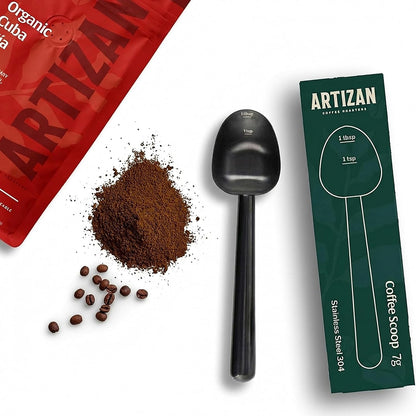 Artizan Coffee 1 Tbsp Coffee Measuring Scoop, Rose Gold Stainless Steel Copper Scoop for Ground Coffee, Beans, Tea & More - 7g, 17 cm Long Handle