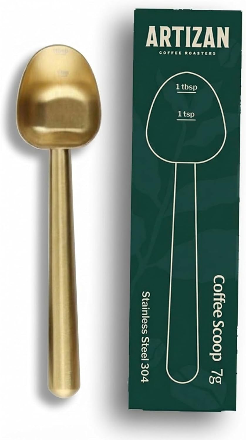 Artizan Coffee 1 Tbsp Coffee Measuring Scoop, Rose Gold Stainless Steel Copper Scoop for Ground Coffee, Beans, Tea & More - 7g, 17 cm Long Handle