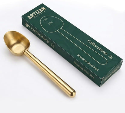 Artizan Coffee 1 Tbsp Coffee Measuring Scoop, Rose Gold Stainless Steel Copper Scoop for Ground Coffee, Beans, Tea & More - 7g, 17 cm Long Handle