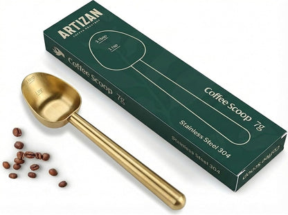 Artizan Coffee 1 Tbsp Coffee Measuring Scoop, Rose Gold Stainless Steel Copper Scoop for Ground Coffee, Beans, Tea & More - 7g, 17 cm Long Handle
