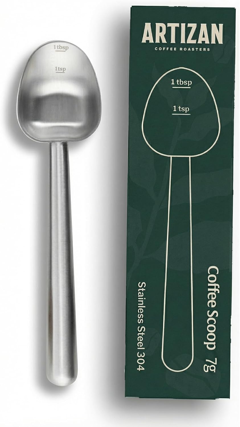 Artizan Coffee 1 Tbsp Coffee Measuring Scoop, Rose Gold Stainless Steel Copper Scoop for Ground Coffee, Beans, Tea & More - 7g, 17 cm Long Handle