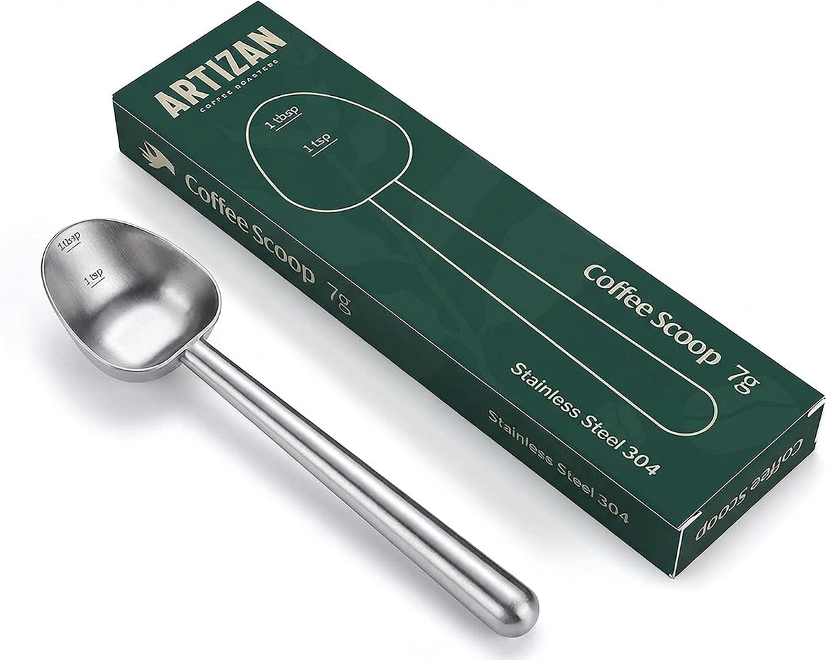 Artizan Coffee 1 Tbsp Coffee Measuring Scoop, Rose Gold Stainless Steel Copper Scoop for Ground Coffee, Beans, Tea & More - 7g, 17 cm Long Handle