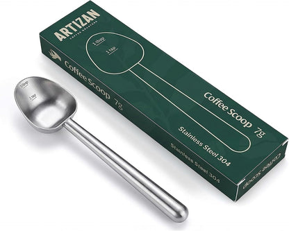 Artizan Coffee 1 Tbsp Coffee Measuring Scoop, Rose Gold Stainless Steel Copper Scoop for Ground Coffee, Beans, Tea & More - 7g, 17 cm Long Handle