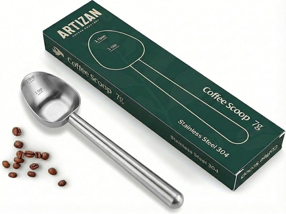 Artizan Coffee 1 Tbsp Coffee Measuring Scoop, Rose Gold Stainless Steel Copper Scoop for Ground Coffee, Beans, Tea & More - 7g, 17 cm Long Handle