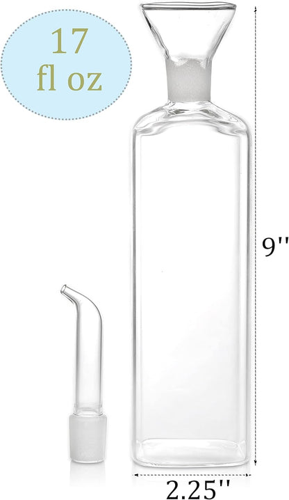 2 Pack Olive Oil Bottle - 17 Oz Glass Oil Dispenser Vinegar Cruet - Oil Carafe Decanter with Spout for Kitchen, BBQ, Cooking, Syrup