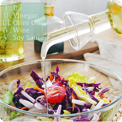 2 Pack Olive Oil Bottle - 17 Oz Glass Oil Dispenser Vinegar Cruet - Oil Carafe Decanter with Spout for Kitchen, BBQ, Cooking, Syrup