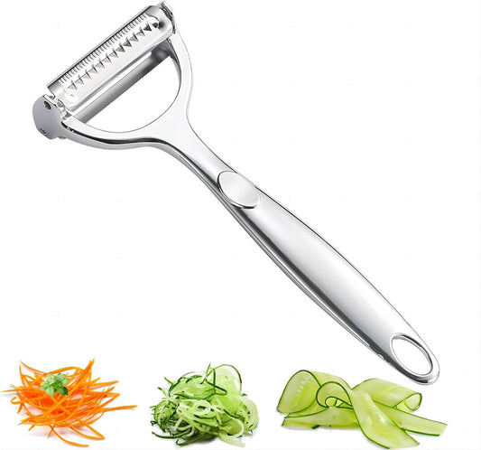 Stainless Steel Dual Blade Vegetable Peeler for Kitchen -Commercial Grade Julienne Cutter, Slicer, Shredder, Scraper -for Carrot Potato Melon Vegetable Fruit -with Sharp Blade, Good Durable