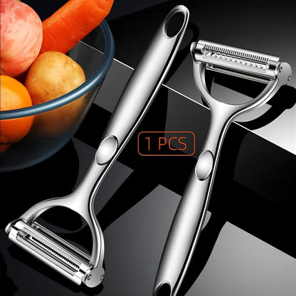 Stainless Steel Dual Blade Vegetable Peeler for Kitchen -Commercial Grade Julienne Cutter, Slicer, Shredder, Scraper -for Carrot Potato Melon Vegetable Fruit -with Sharp Blade, Good Durable
