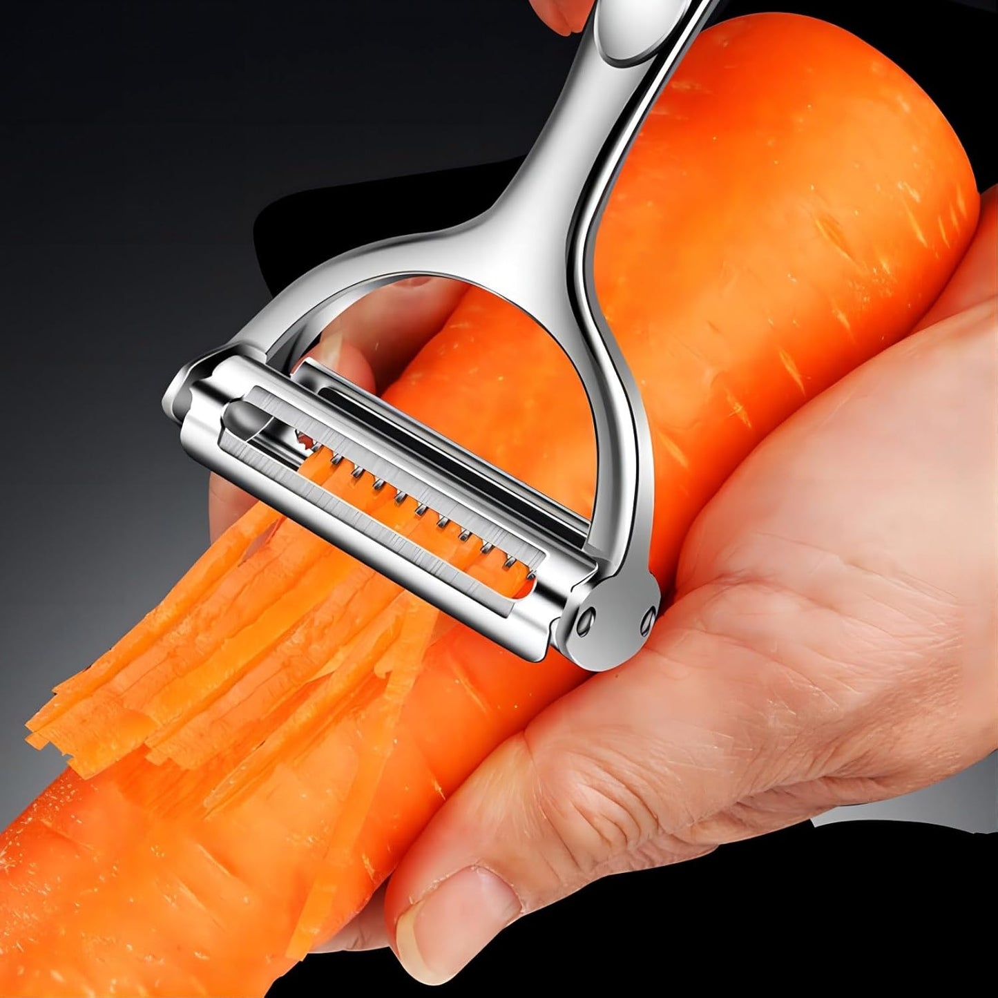 Stainless Steel Dual Blade Vegetable Peeler for Kitchen -Commercial Grade Julienne Cutter, Slicer, Shredder, Scraper -for Carrot Potato Melon Vegetable Fruit -with Sharp Blade, Good Durable