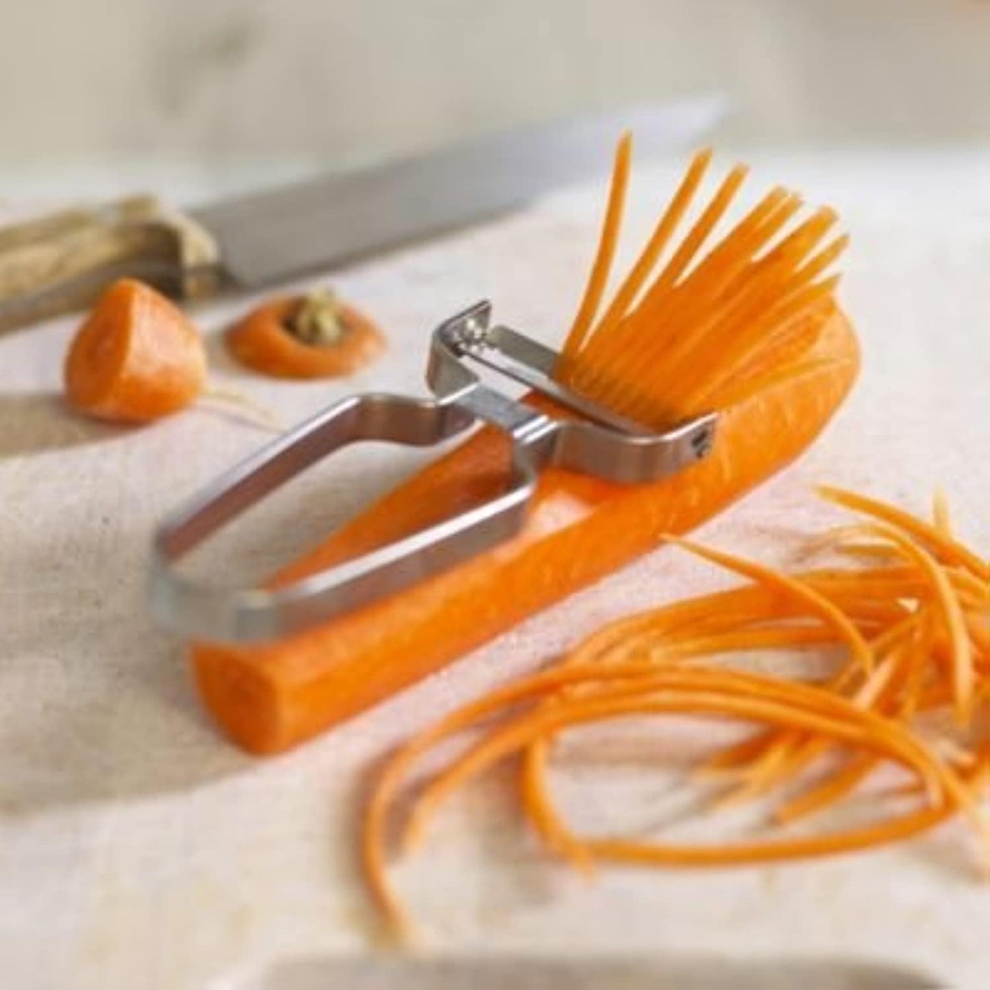SharpPeel Stainless Steel Julienne Vegetable Peeler – Super-Sharp Blade Matchstick-Sized Veg Strips