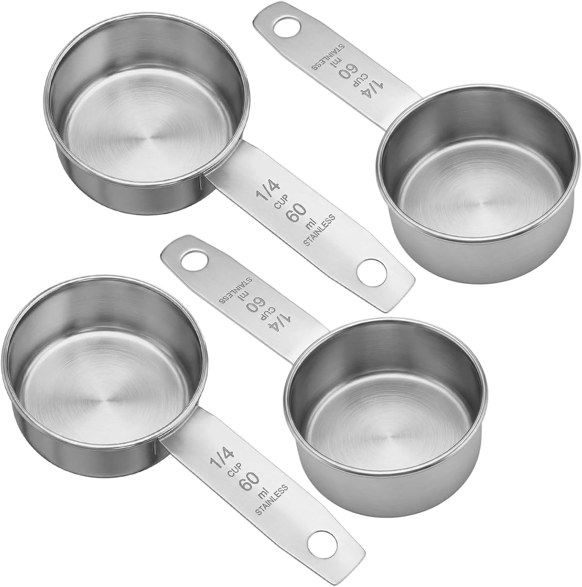1/4 Cup Stainless Steel Measuring Cup, 60 ml Cooking Measure Scoop, 2 oz Measure Cup Tablespoon with Handle for Dry and Wet Food, 60 cc Metal Coffee Scoop for Cooking Drinking Baking（）