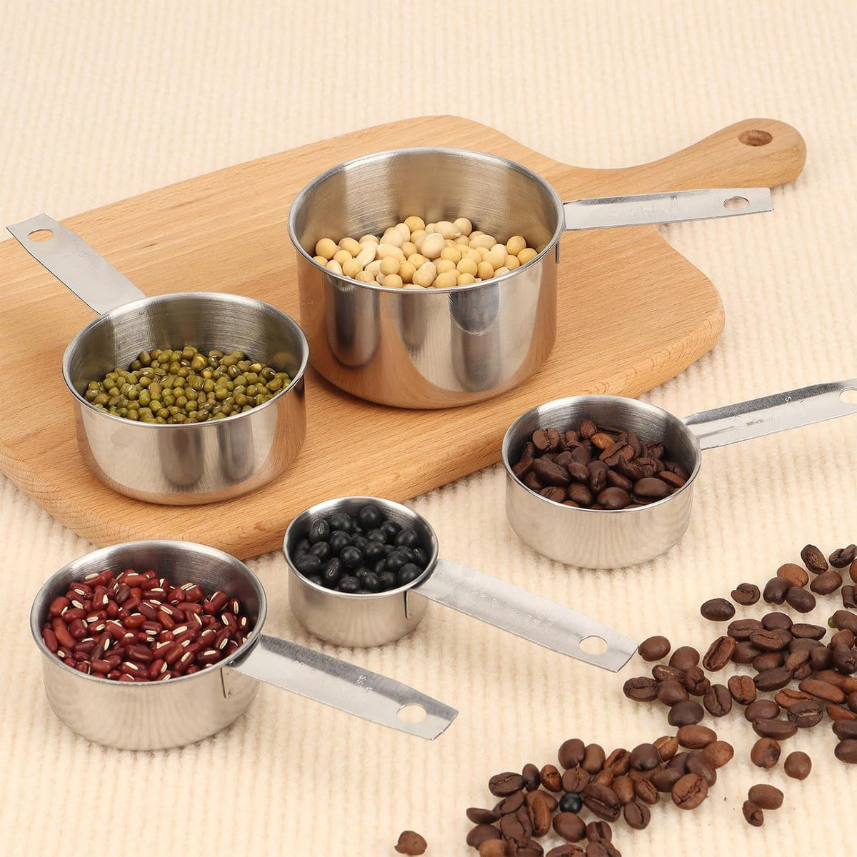 1/4 Cup Stainless Steel Measuring Cup, 60 ml Cooking Measure Scoop, 2 oz Measure Cup Tablespoon with Handle for Dry and Wet Food, 60 cc Metal Coffee Scoop for Cooking Drinking Baking（）