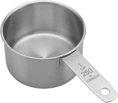1/4 Cup Stainless Steel Measuring Cup, 60 ml Cooking Measure Scoop, 2 oz Measure Cup Tablespoon with Handle for Dry and Wet Food, 60 cc Metal Coffee Scoop for Cooking Drinking Baking（）