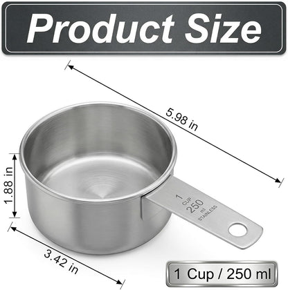 1/4 Cup Stainless Steel Measuring Cup, 60 ml Cooking Measure Scoop, 2 oz Measure Cup Tablespoon with Handle for Dry and Wet Food, 60 cc Metal Coffee Scoop for Cooking Drinking Baking（）