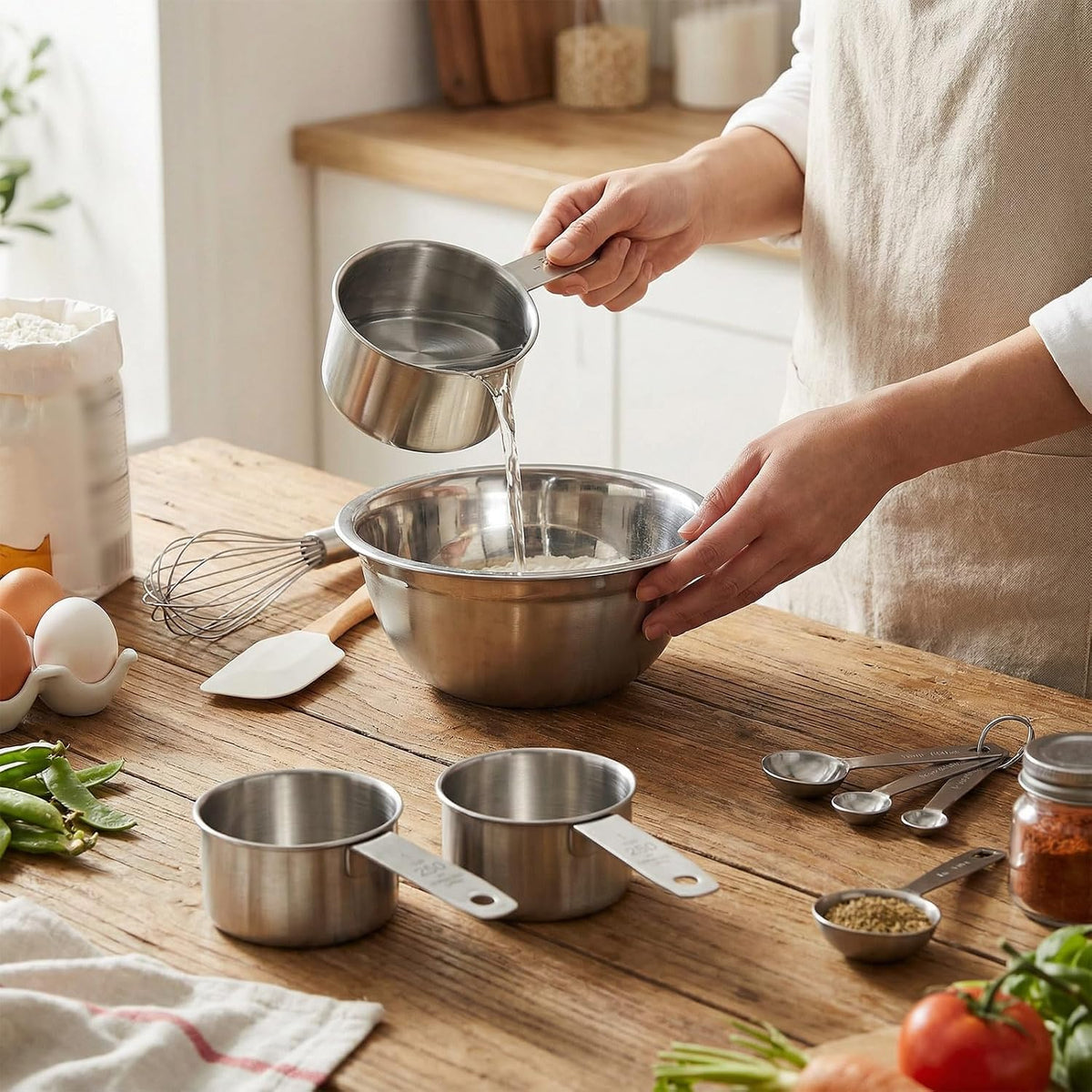 1/4 Cup Stainless Steel Measuring Cup, 60 ml Cooking Measure Scoop, 2 oz Measure Cup Tablespoon with Handle for Dry and Wet Food, 60 cc Metal Coffee Scoop for Cooking Drinking Baking（）