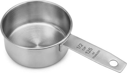 1/4 Cup Stainless Steel Measuring Cup, 60 ml Cooking Measure Scoop, 2 oz Measure Cup Tablespoon with Handle for Dry and Wet Food, 60 cc Metal Coffee Scoop for Cooking Drinking Baking（）