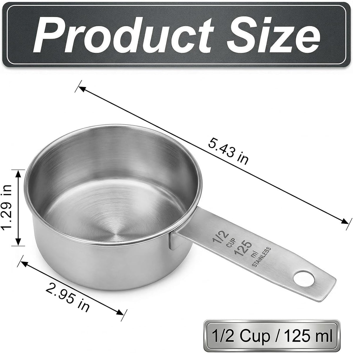 1/4 Cup Stainless Steel Measuring Cup, 60 ml Cooking Measure Scoop, 2 oz Measure Cup Tablespoon with Handle for Dry and Wet Food, 60 cc Metal Coffee Scoop for Cooking Drinking Baking（）