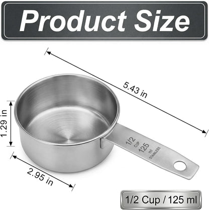 1/4 Cup Stainless Steel Measuring Cup, 60 ml Cooking Measure Scoop, 2 oz Measure Cup Tablespoon with Handle for Dry and Wet Food, 60 cc Metal Coffee Scoop for Cooking Drinking Baking（）
