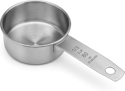 1/4 Cup Stainless Steel Measuring Cup, 60 ml Cooking Measure Scoop, 2 oz Measure Cup Tablespoon with Handle for Dry and Wet Food, 60 cc Metal Coffee Scoop for Cooking Drinking Baking（）