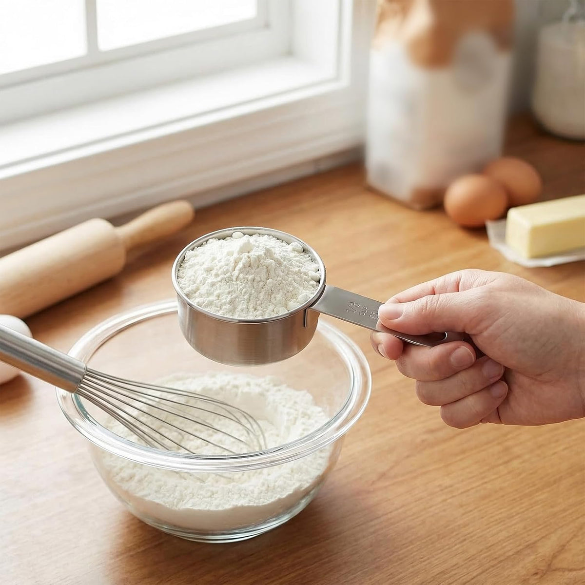1/4 Cup Stainless Steel Measuring Cup, 60 ml Cooking Measure Scoop, 2 oz Measure Cup Tablespoon with Handle for Dry and Wet Food, 60 cc Metal Coffee Scoop for Cooking Drinking Baking（）
