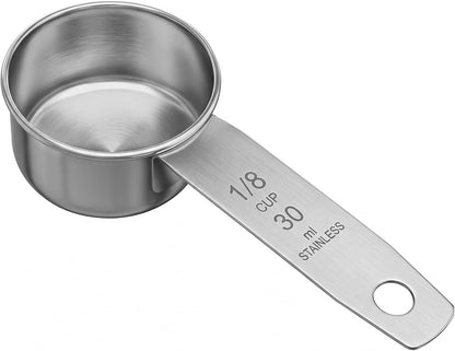 1/4 Cup Stainless Steel Measuring Cup, 60 ml Cooking Measure Scoop, 2 oz Measure Cup Tablespoon with Handle for Dry and Wet Food, 60 cc Metal Coffee Scoop for Cooking Drinking Baking（）