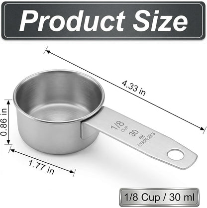 1/4 Cup Stainless Steel Measuring Cup, 60 ml Cooking Measure Scoop, 2 oz Measure Cup Tablespoon with Handle for Dry and Wet Food, 60 cc Metal Coffee Scoop for Cooking Drinking Baking（）